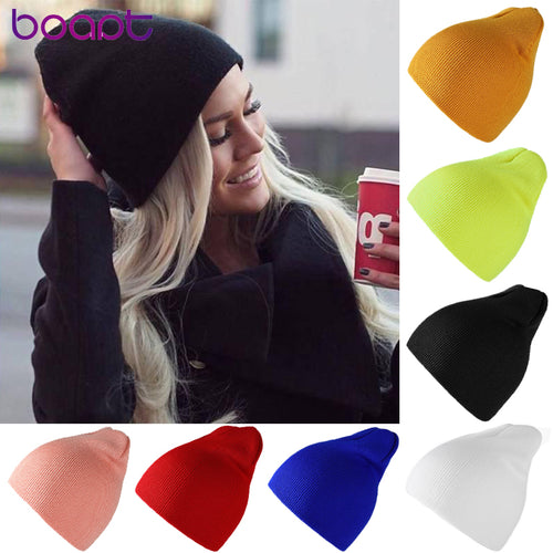 Unisex Beanies Winter Hats For Women Solid Warm Short Beanie Female Hip Hop Knitted Hat Ski Skullies Soft Elastic Baggy Bonnet